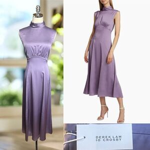 🔥 DEREK LAM 10 Tate Shirred Sleeveless Midi-Dress Size 4